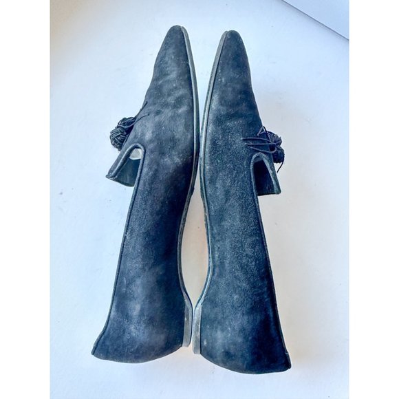 Stuart Weitzman Tassatrio Loafers Black Suede Tassled Classic Flats - Picture 6 of 8